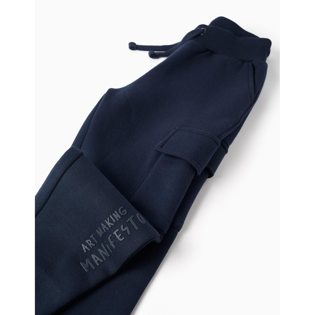 Pantalon de jogging en coton peigné avec poches cargo et imprimé bleu foncé, ZIPPY