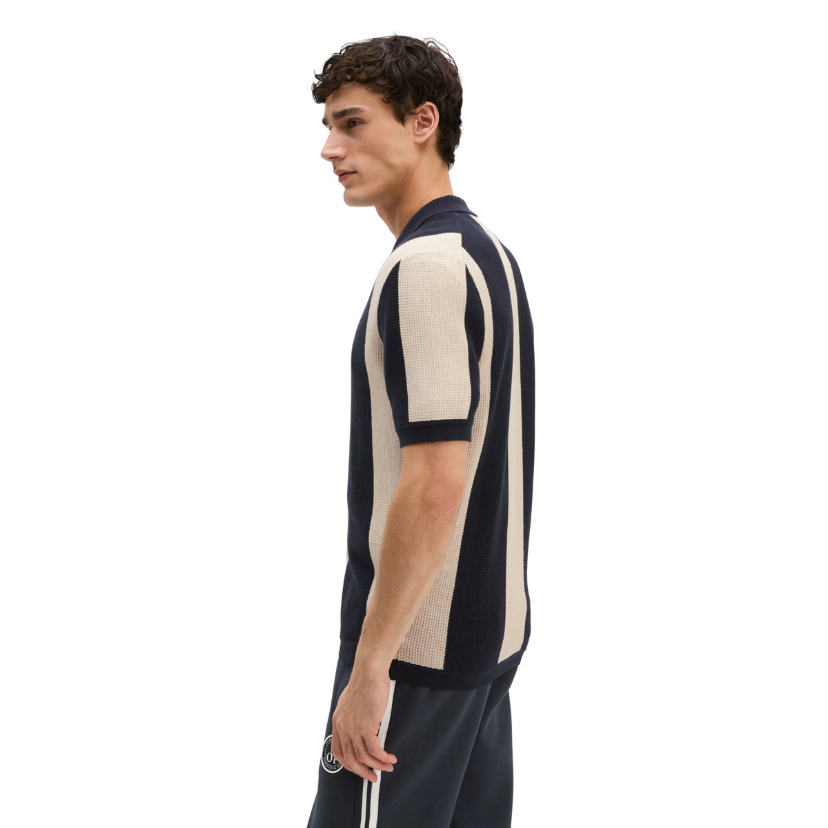 MOP Club '67 chemise tricotée, rayée avec des rayures structurées en bloc bleu foncé, MARC O'POLO