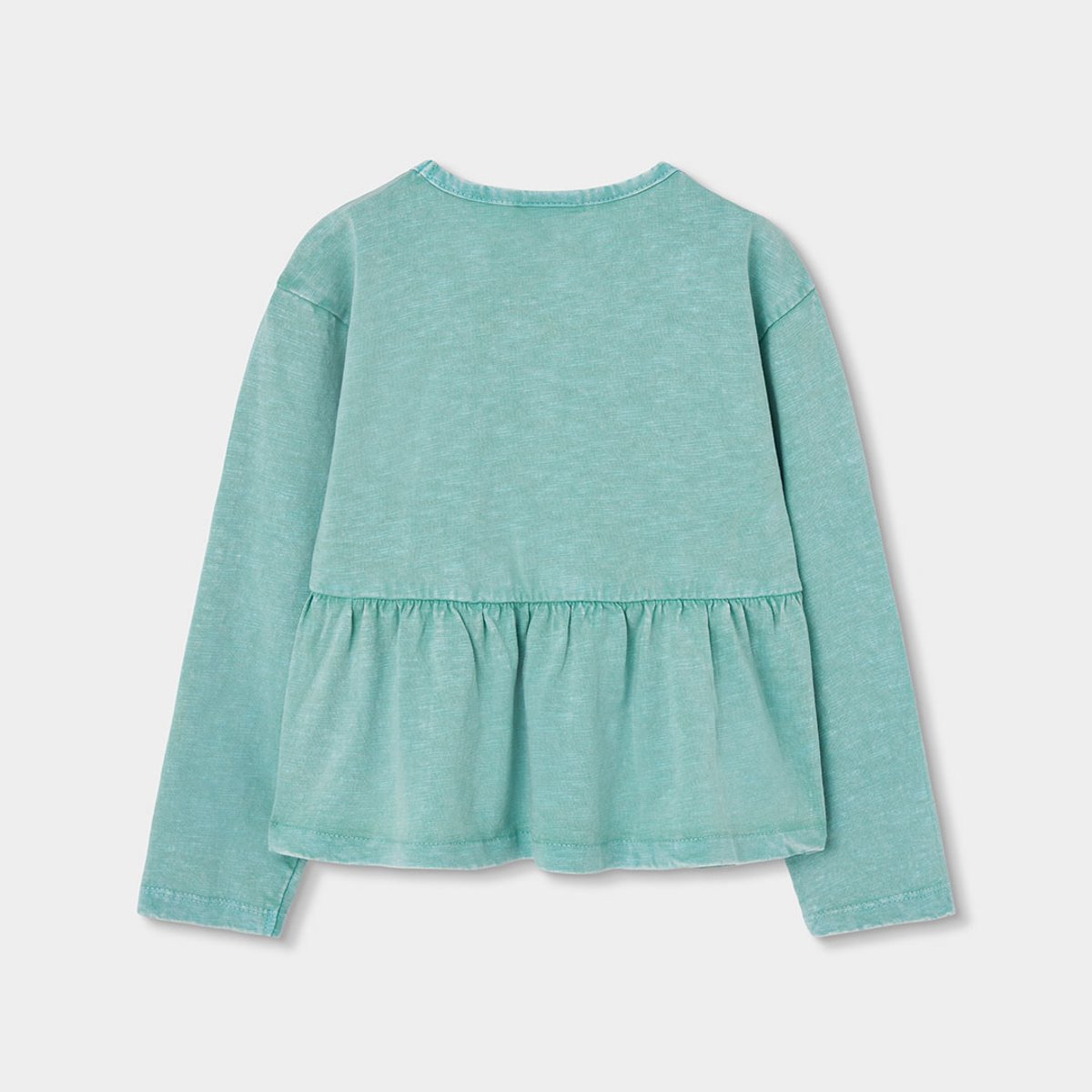 T-shirt fille en maille avec volant vert, BOBOLI