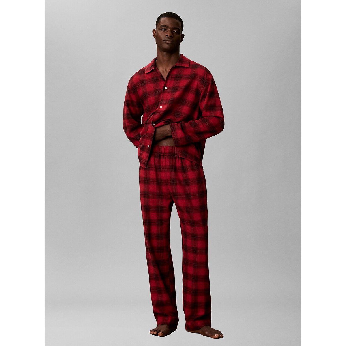 Pantalon de pyjama, en flanelle de coton carreaux bordeaux, CALVIN KLEIN UNDERWEAR