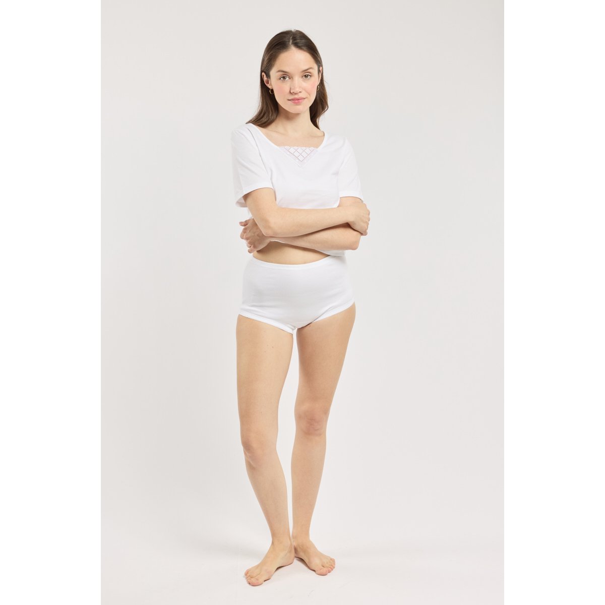 Culotte taille haute en coton peigné blanc, ARMOR-LUX