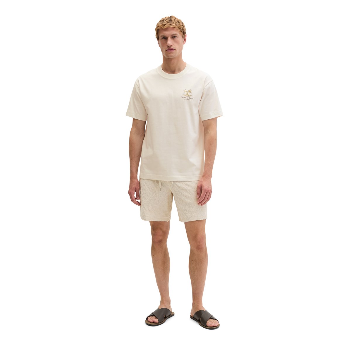 T-shirt relaxed avec imprimé saisonnier au dos blanc naturel, MARC O'POLO