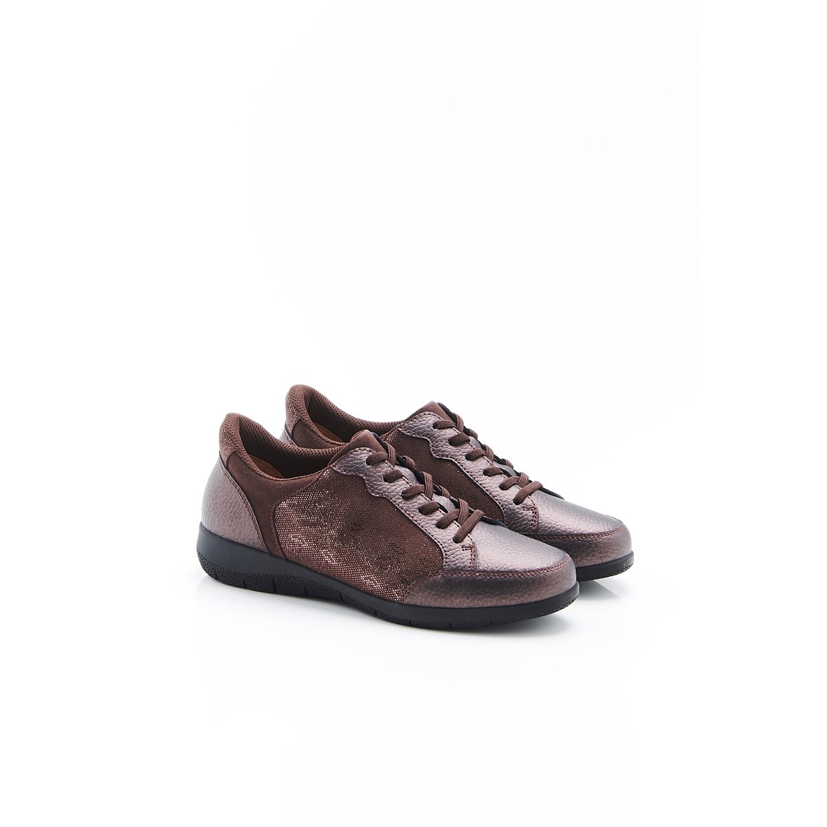 Derbies Amortyl à lacets élastiqués marron animalier, DAMART