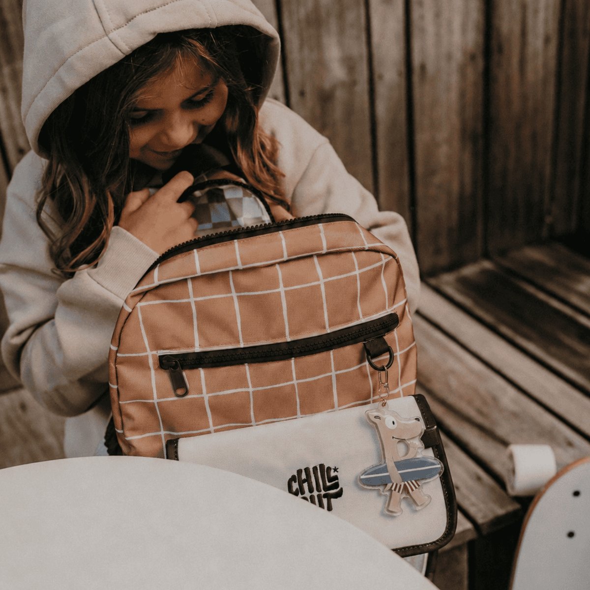 Sac à dos enfant marron, beige, ZAKUW