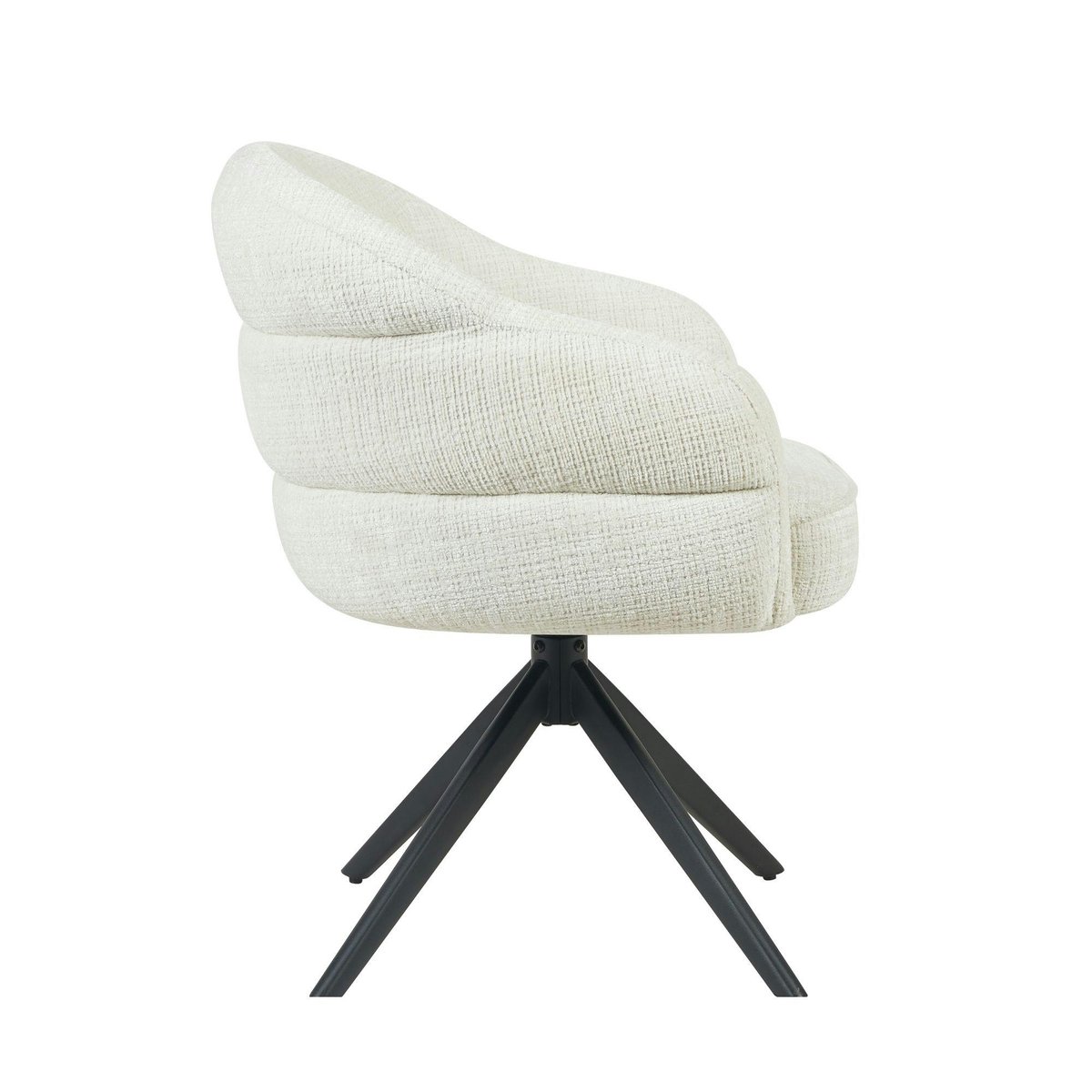Chaise arrondie pivotante en tissu chenille (lot de 2) CORTINA ecru, PIER IMPORT