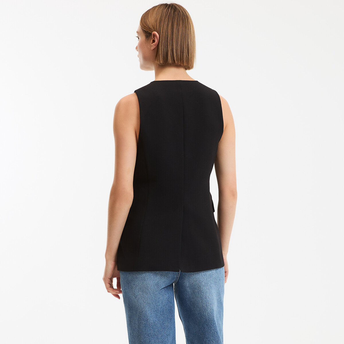 Colete de corte direito e comprido preto , LA REDOUTE COLLECTIONS