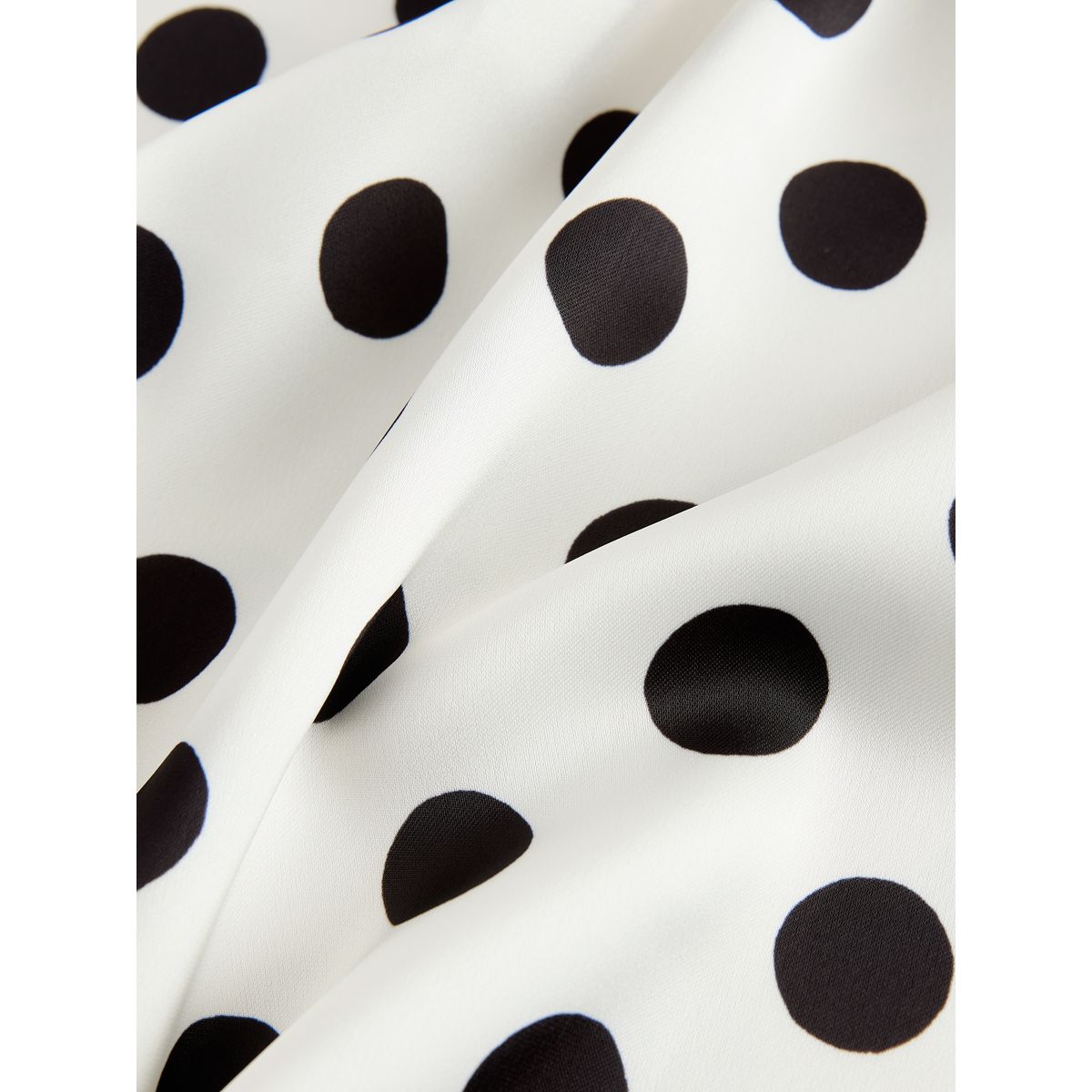 Jupe mi-longue en satin à liseré dentelle crème/pois noirs, NEXT