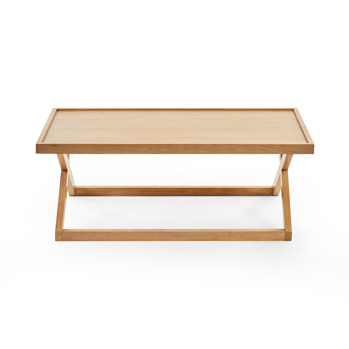Henlow Rectangular Wood Coffee Table with Cross-shaped base natural oak, SO'HOME
