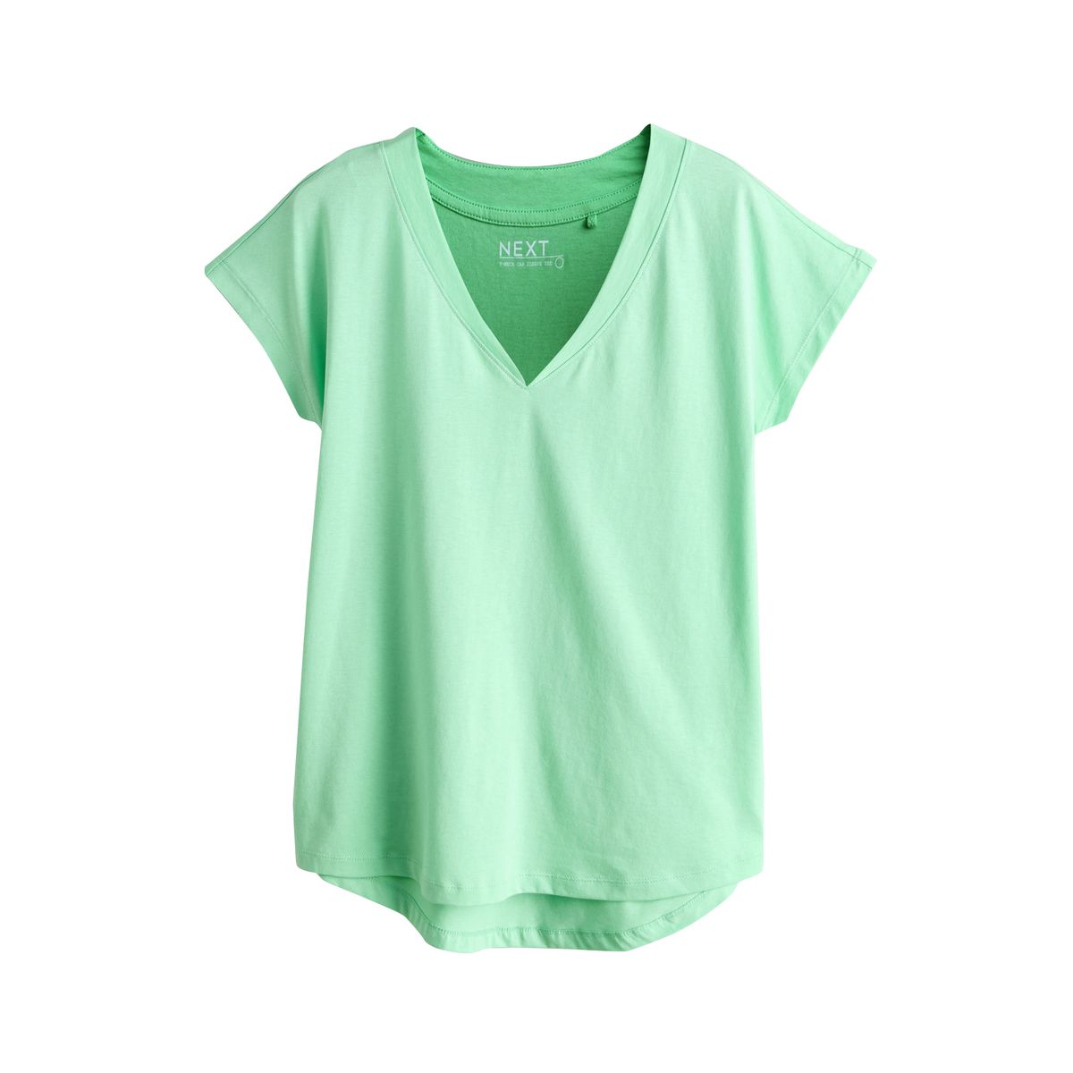 T-shirt à mancherons et col v vert vif/corail/vert, NEXT