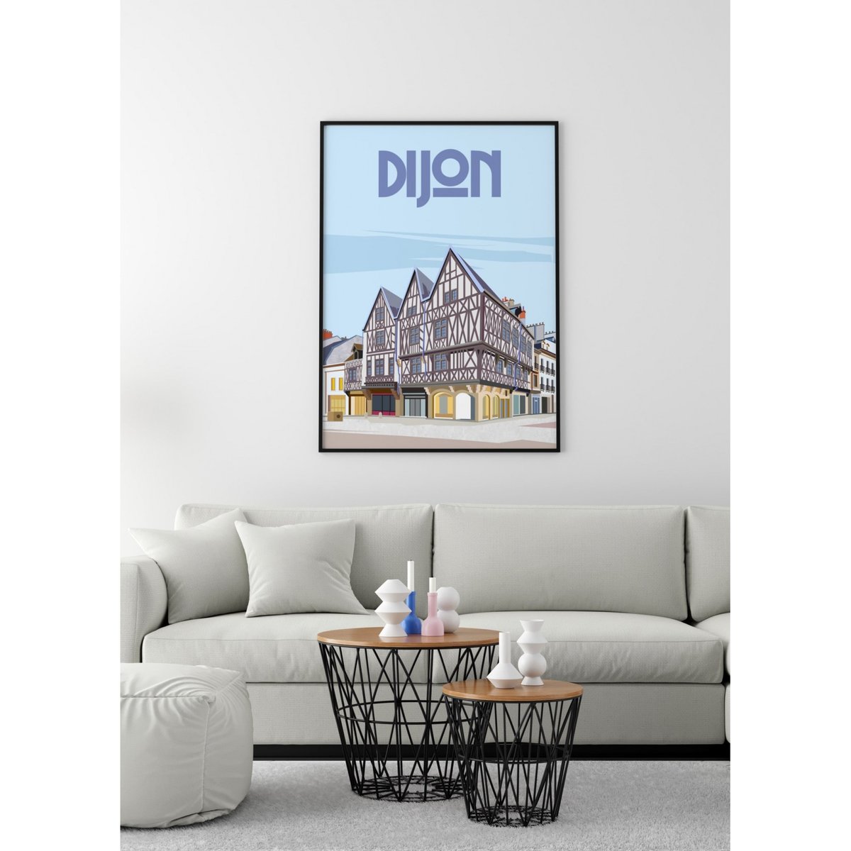 Affiche ville Dijon 2 blanc, L'AFFICHERIE