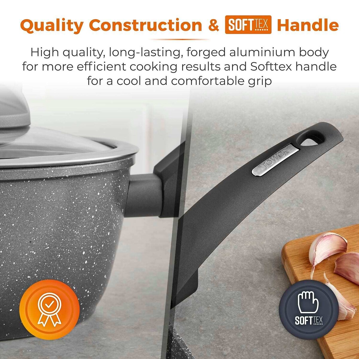 22cm Cerastone Saucepan Graphite grey, TOWER