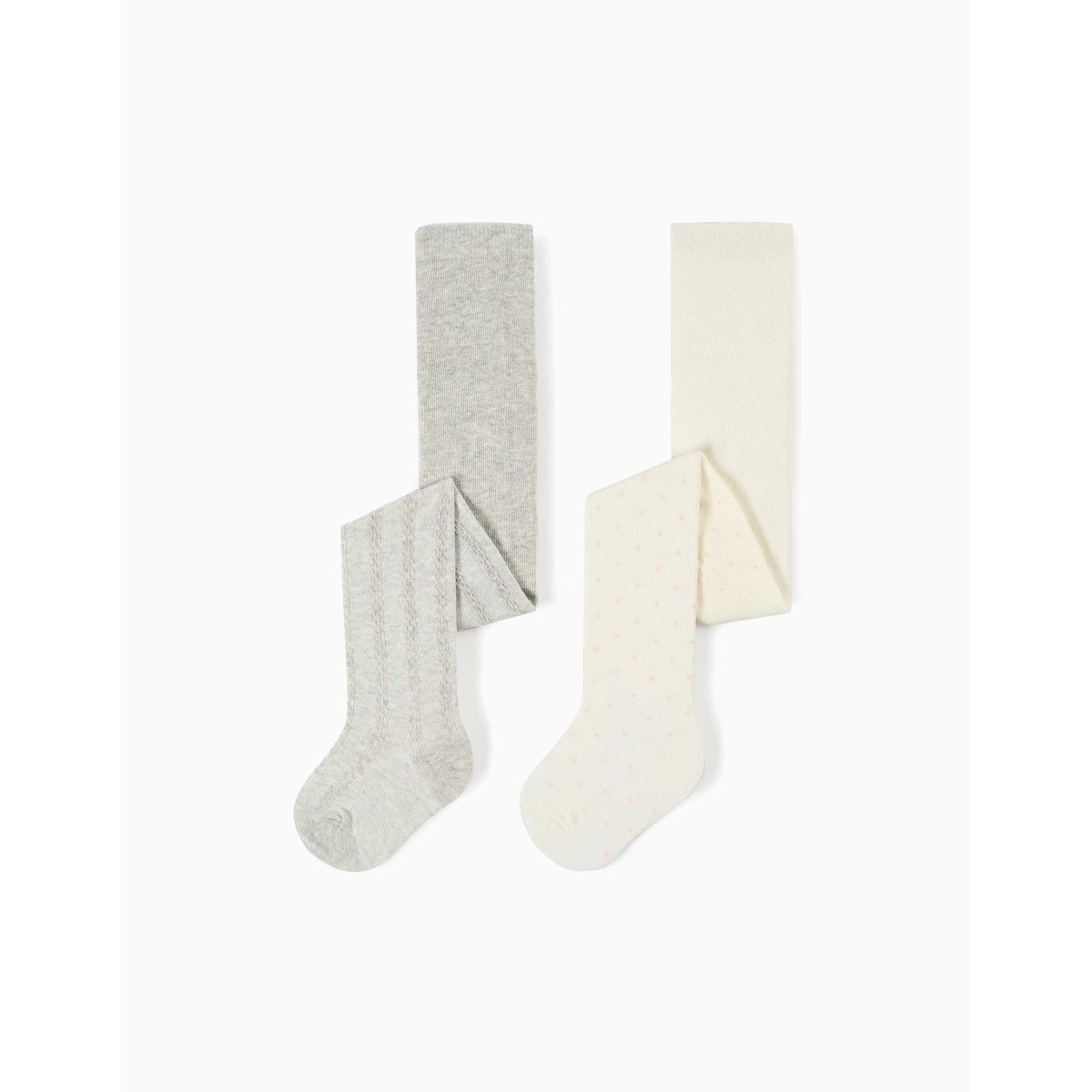 Lot de 2 collants à pois/maille torsadée multicolore, ZIPPY