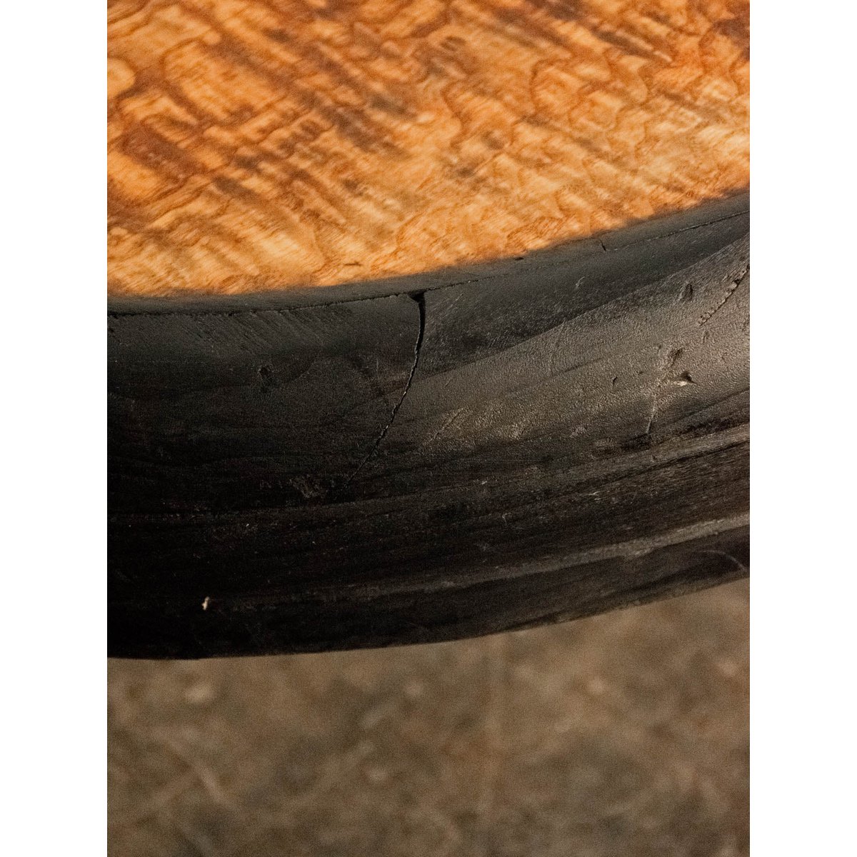 Table basse ovale en bois Léonie N°400 - Bon état noir, DEBONGOUT