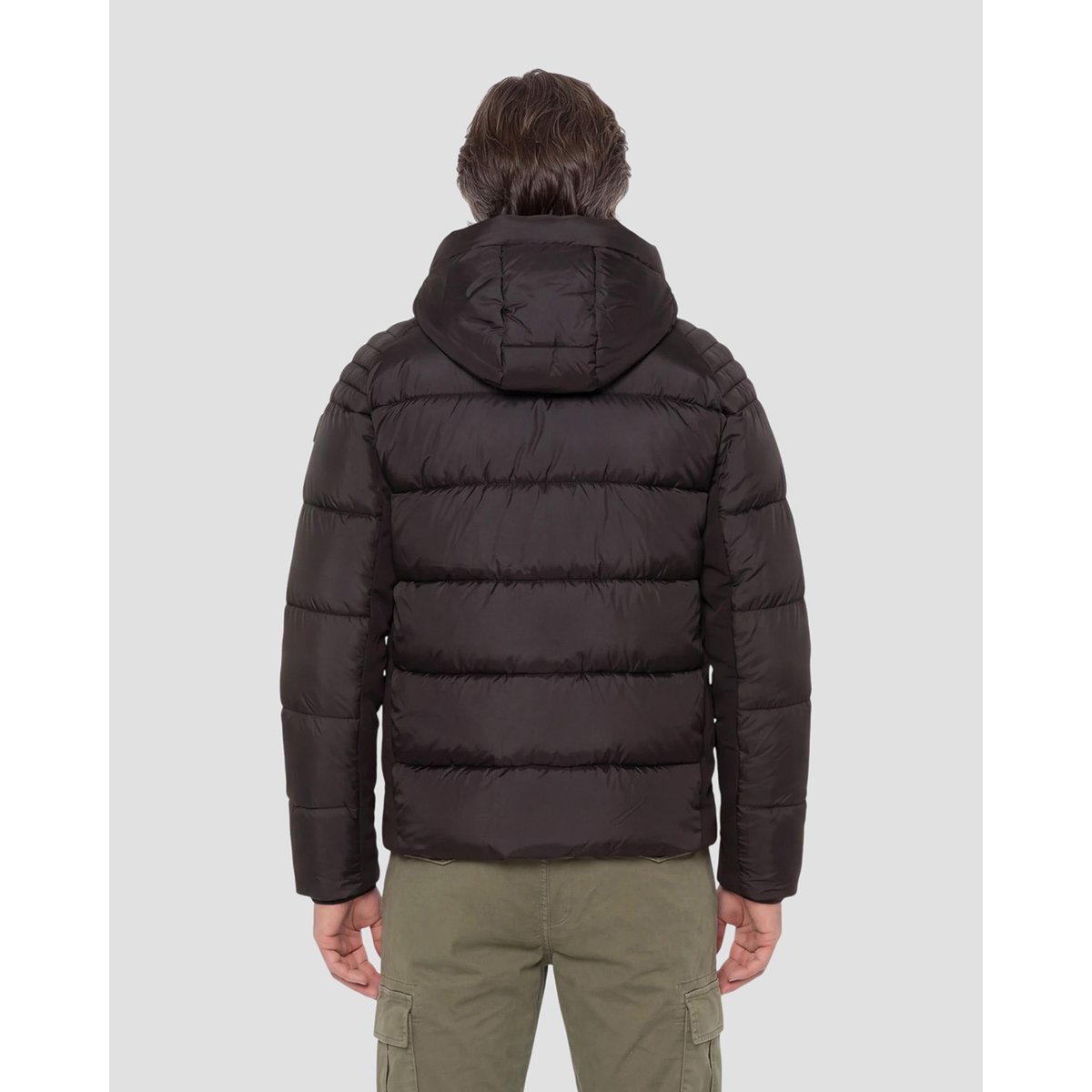 Blouson à capuche bi-matière noir, SCHOTT