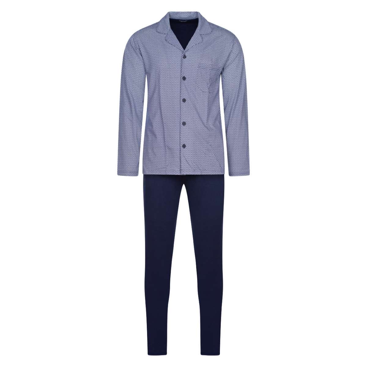 Pyjama long Ramatuelle coton droite fluide bleu, HOM