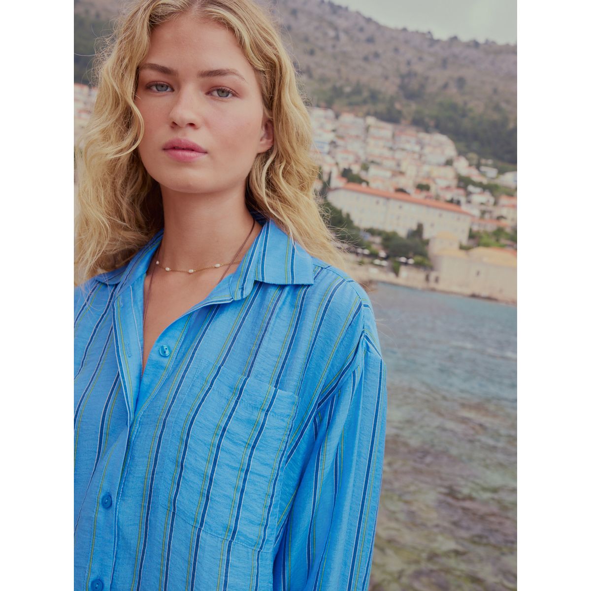 T-shirt manches longues léger rayures bleues, NEXT