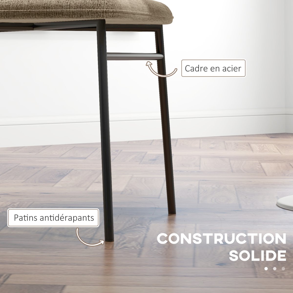 Chaise de salle à manger Lin (100% polyester) marron clair, HOMCOM