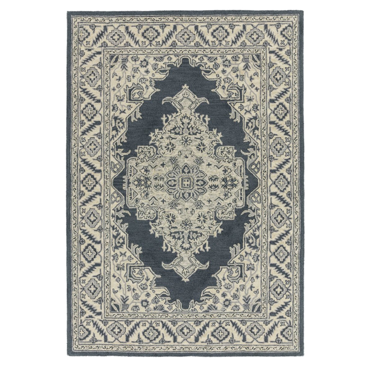 Tapis classique laine à motifs BONDI noir, NOVATREND