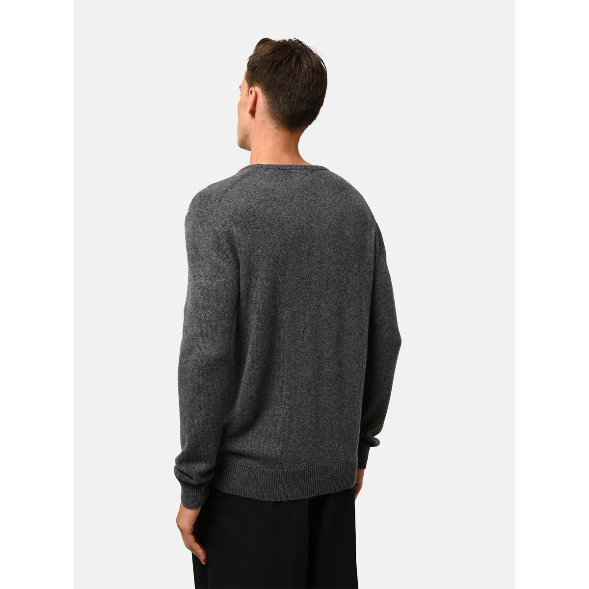 Pull Col Rond 4 Fils Anthracite Chiné Gabin gris anthracite chiné, JUST CASHMERE