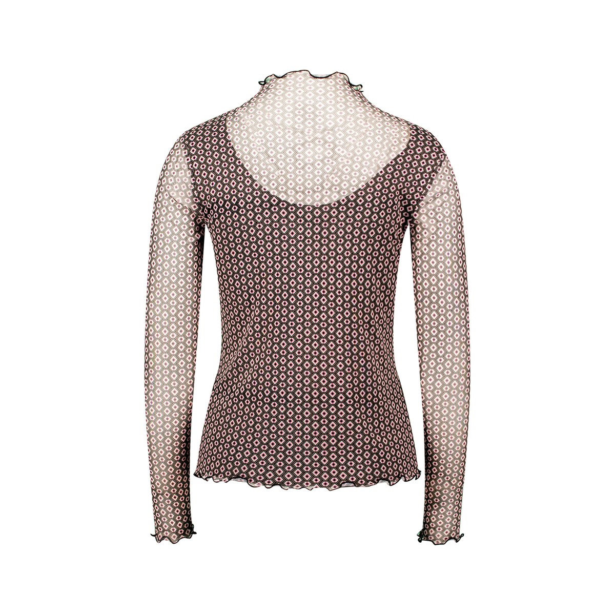 Mesh-Shirt mit grafischem print creambrown, ZERO