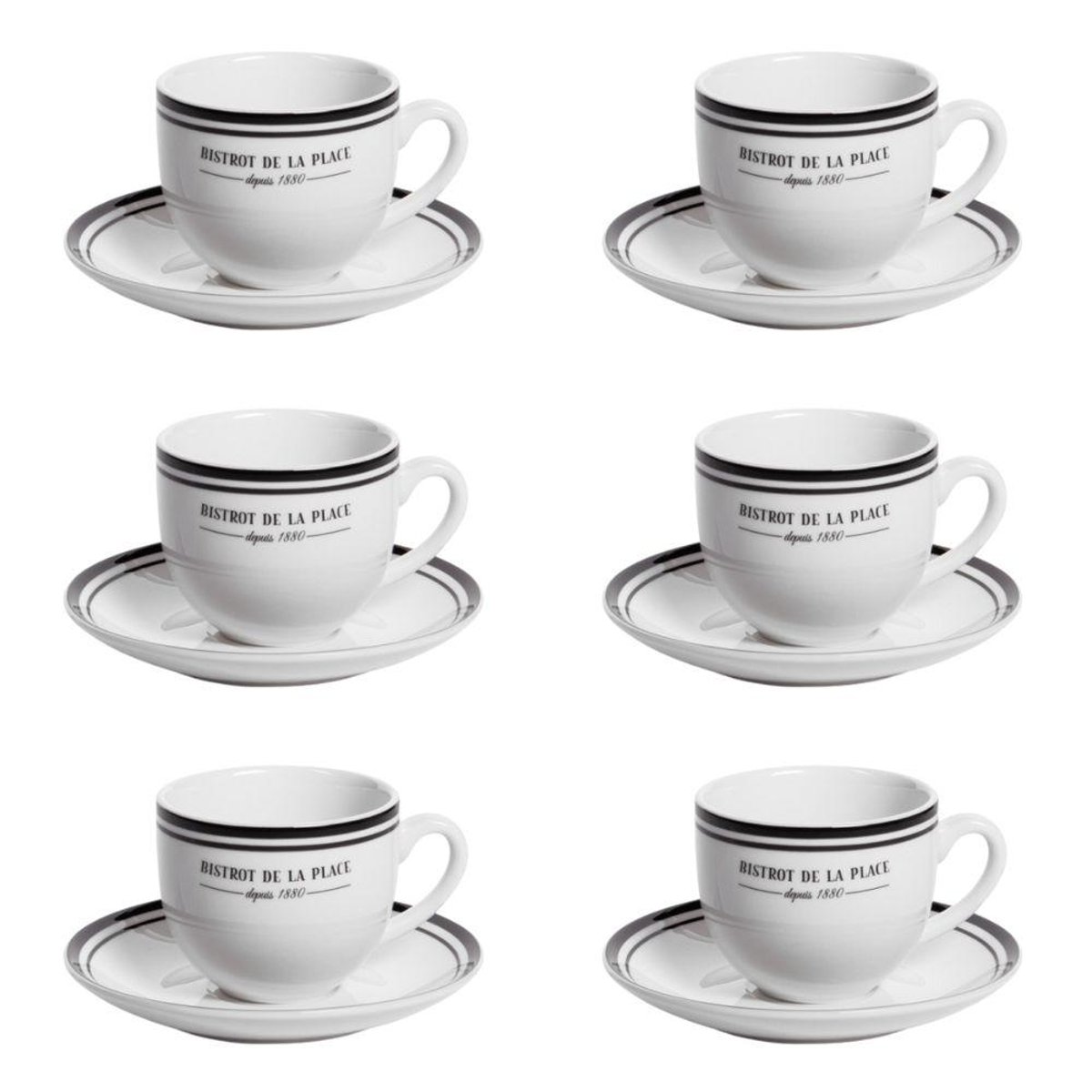 Tasse avec soucoupe Bistrot 22 cl (lot de 6) - BISTROT blanc, TABLE PASSION