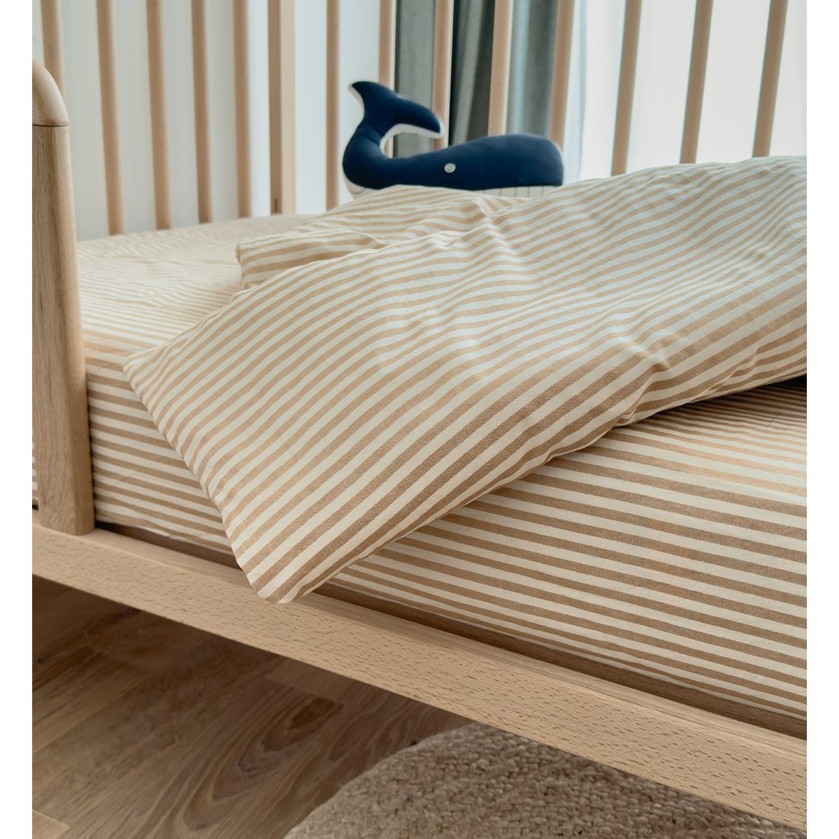 Housse de couette Percale de Coton Bio bébé RAYÉ rayé ambre, KADOLIS
