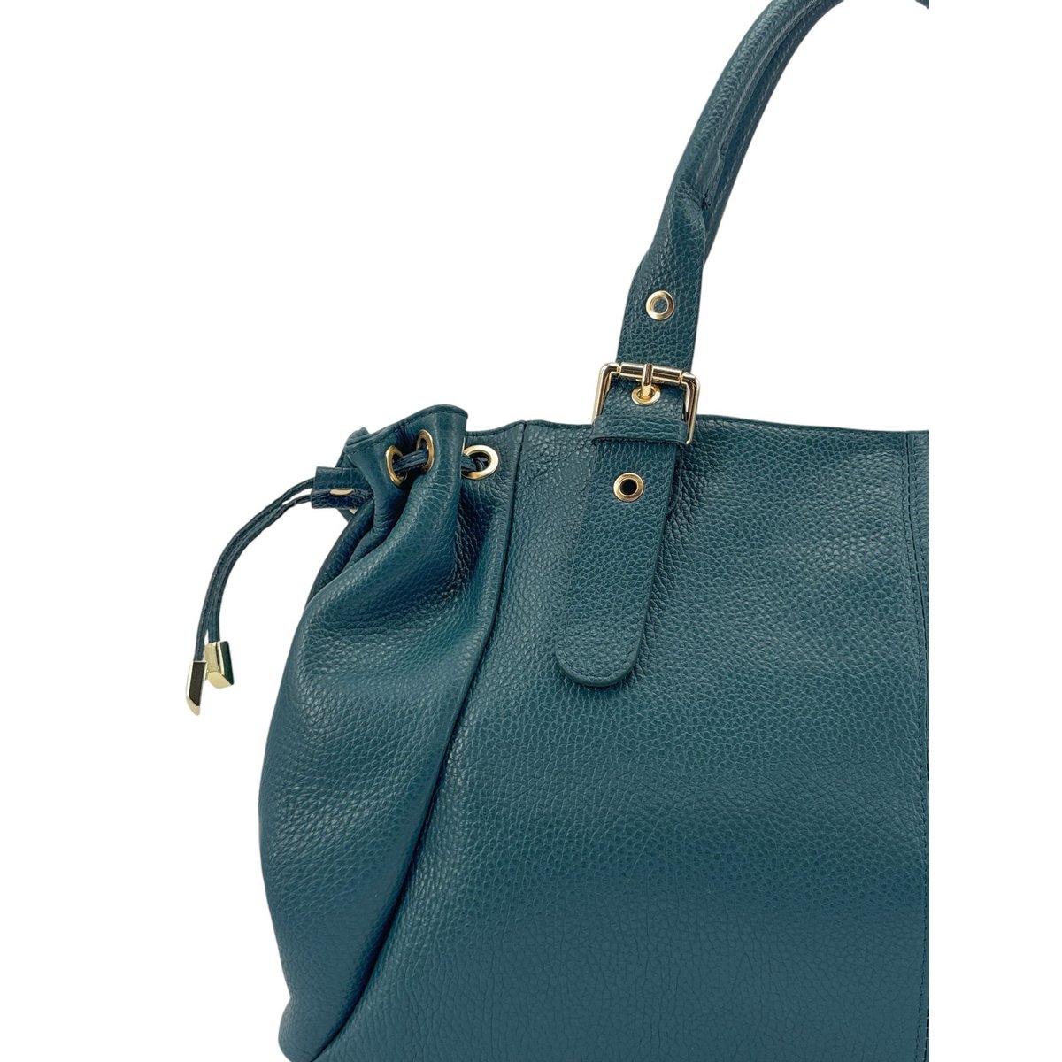 Sac bowling en cuir grainé PRINCESSE XL bleu canard, OH MY BAG