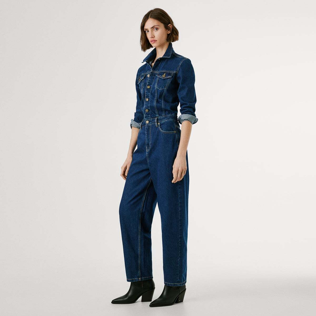 Combinaison Longue Coupe Regular En Denim 12oz blue rigid denim, PEPE JEANS