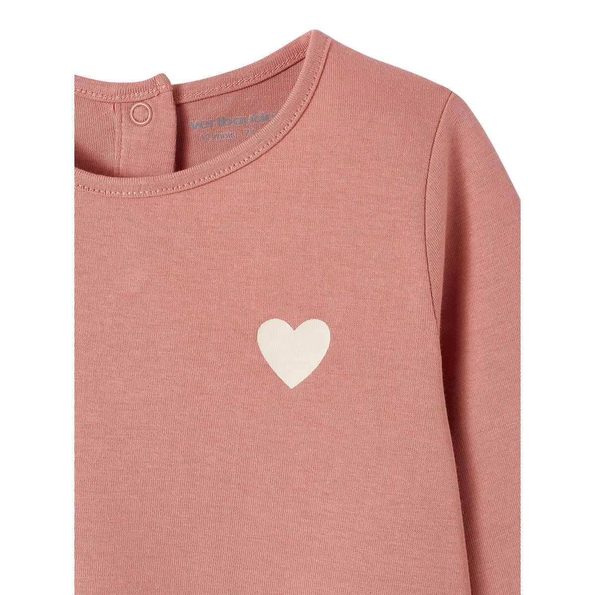 T-shirt bébé Basics manches longues bois de rose, VERTBAUDET