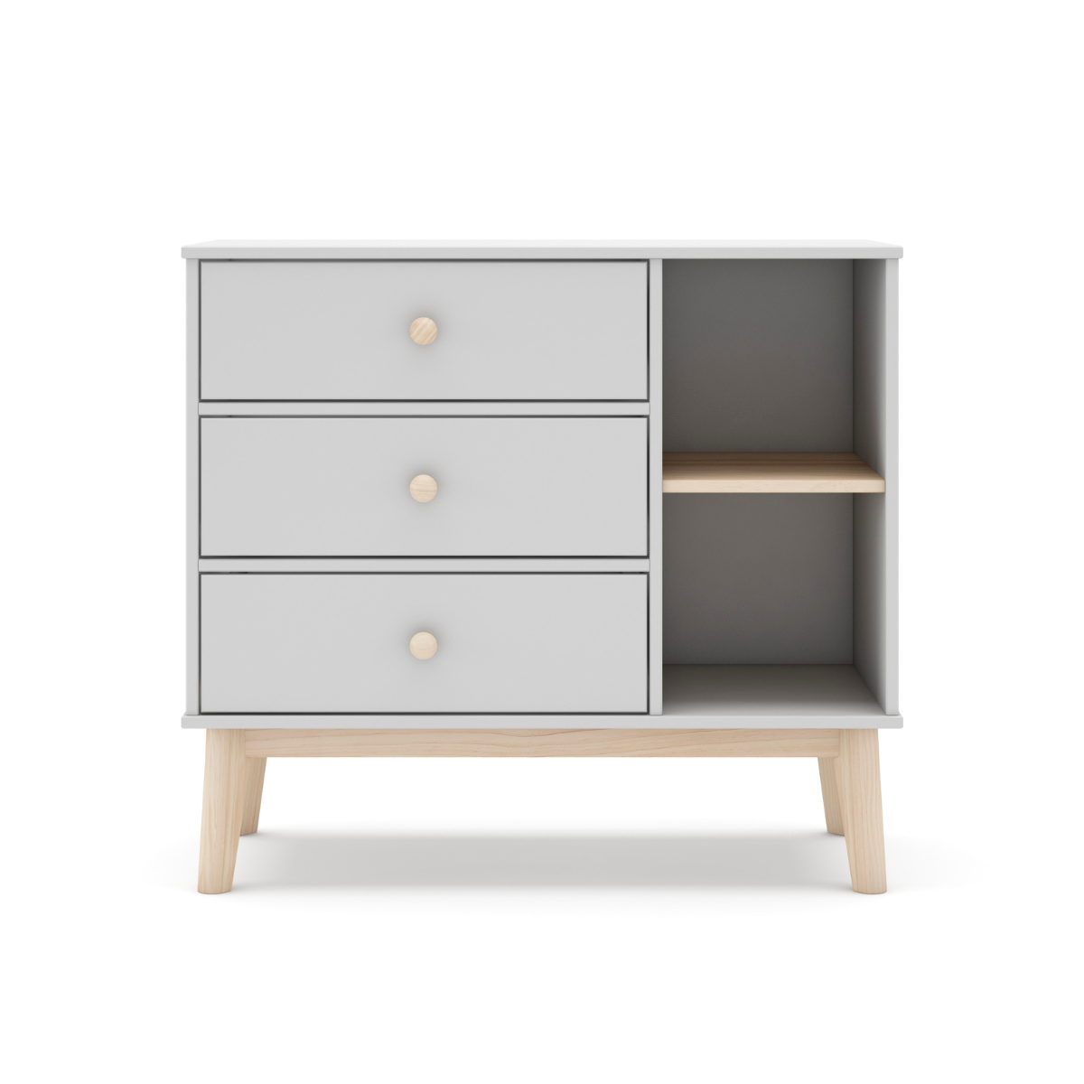 Commode 3 tiroirs et 2 niches ouvertes L90 cm - SIMON blanc, CALICOSY