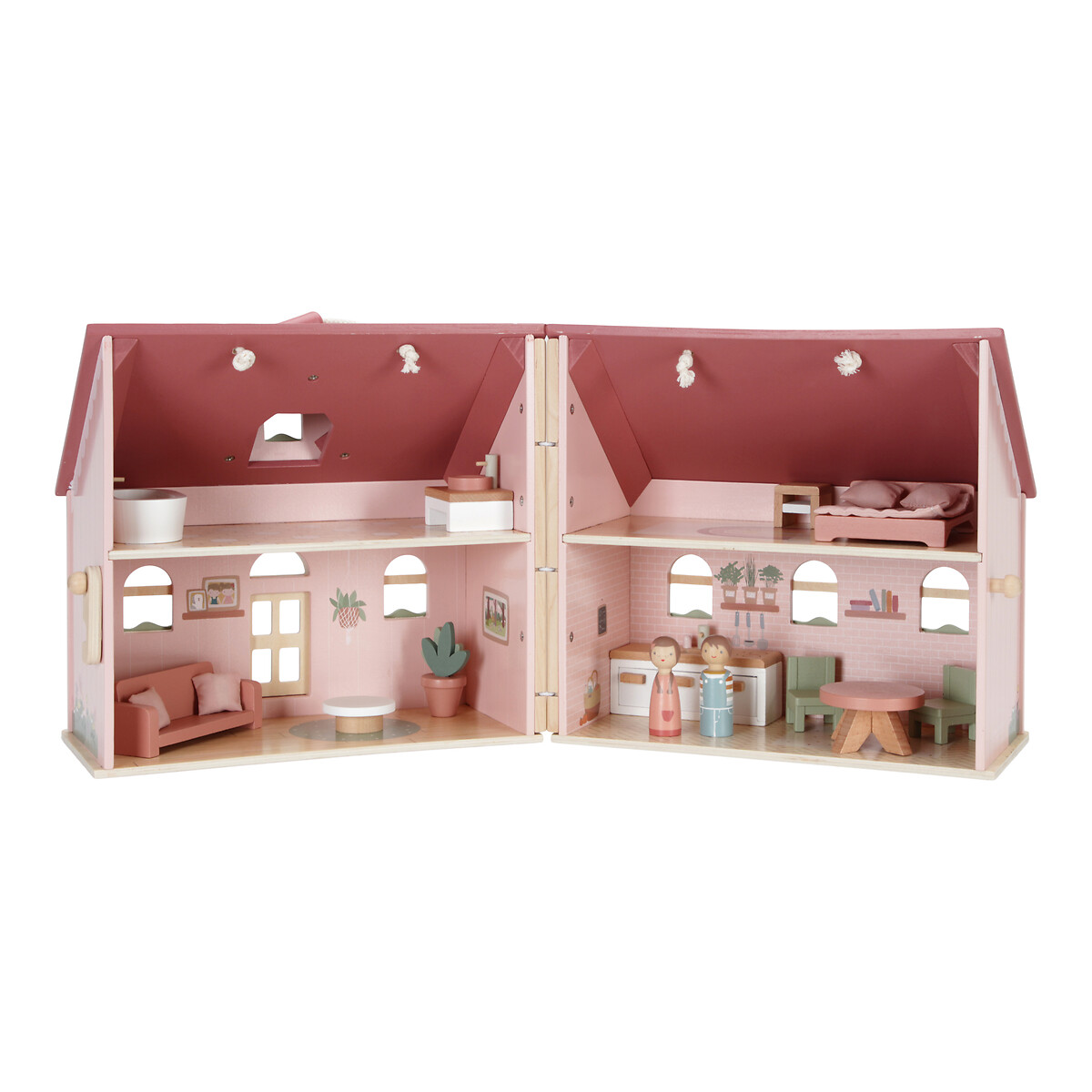 Maison de poupée en bois rose, LITTLE DUTCH
