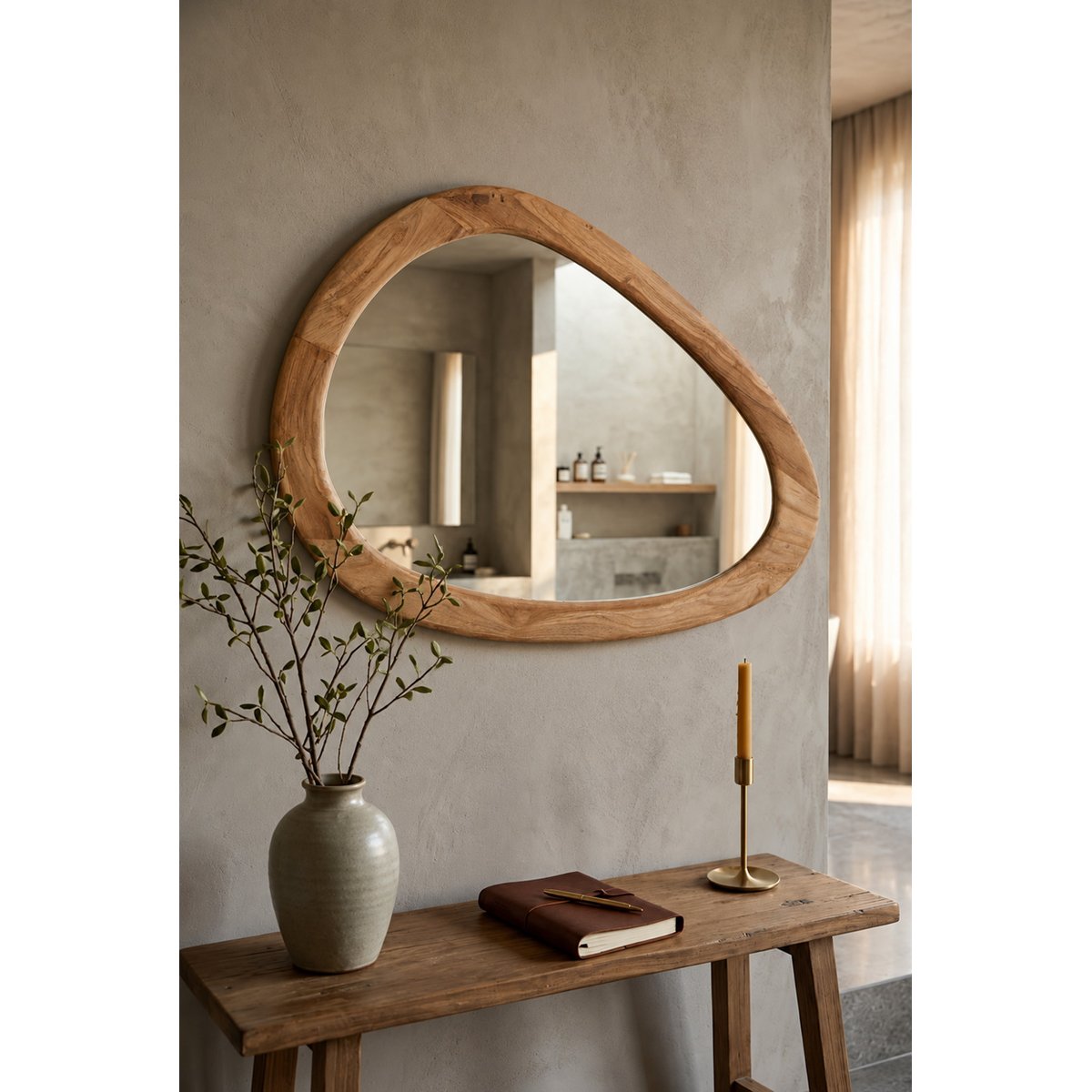 Miroir en teck ORGANIC beige, BAZAR BIZAR