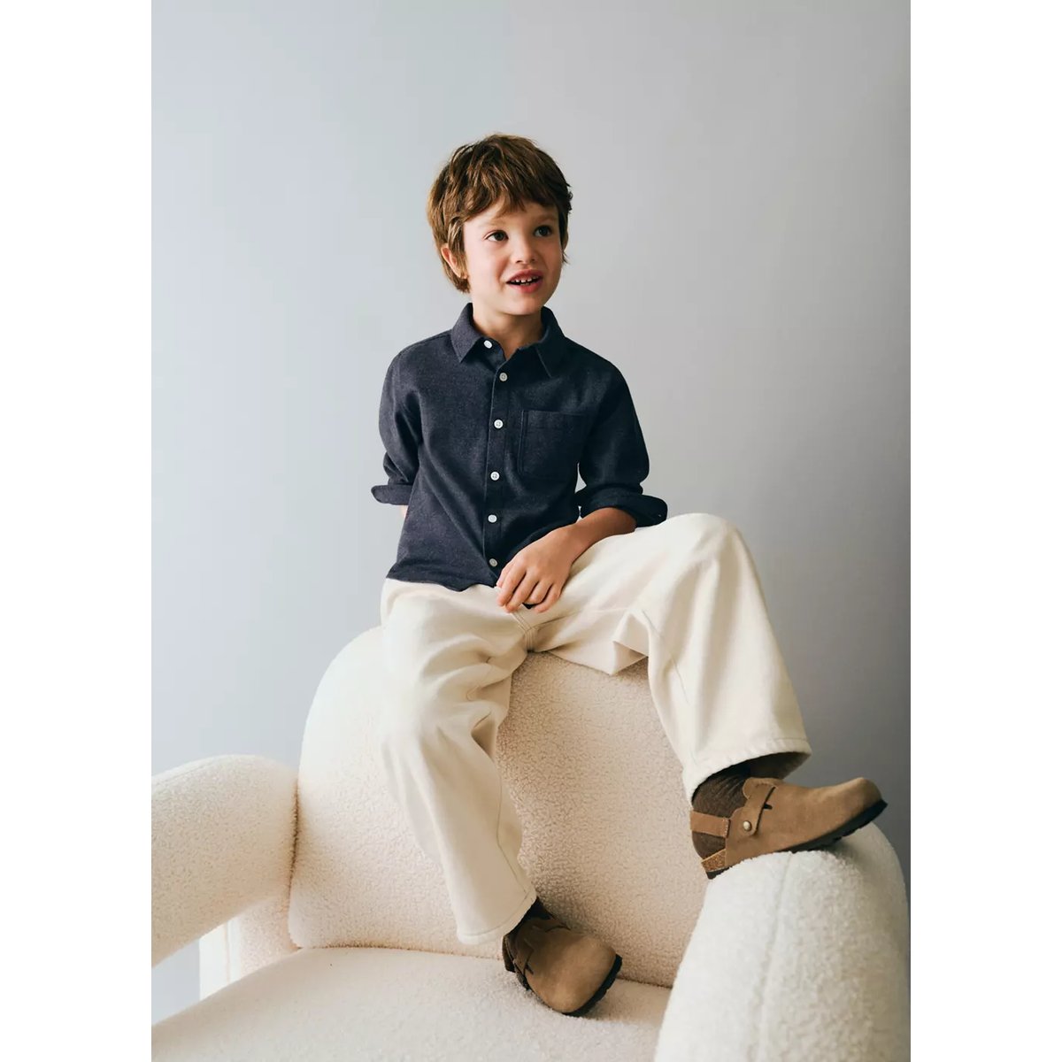 Chemise 100 % coton bleu marine, MANGO BABY