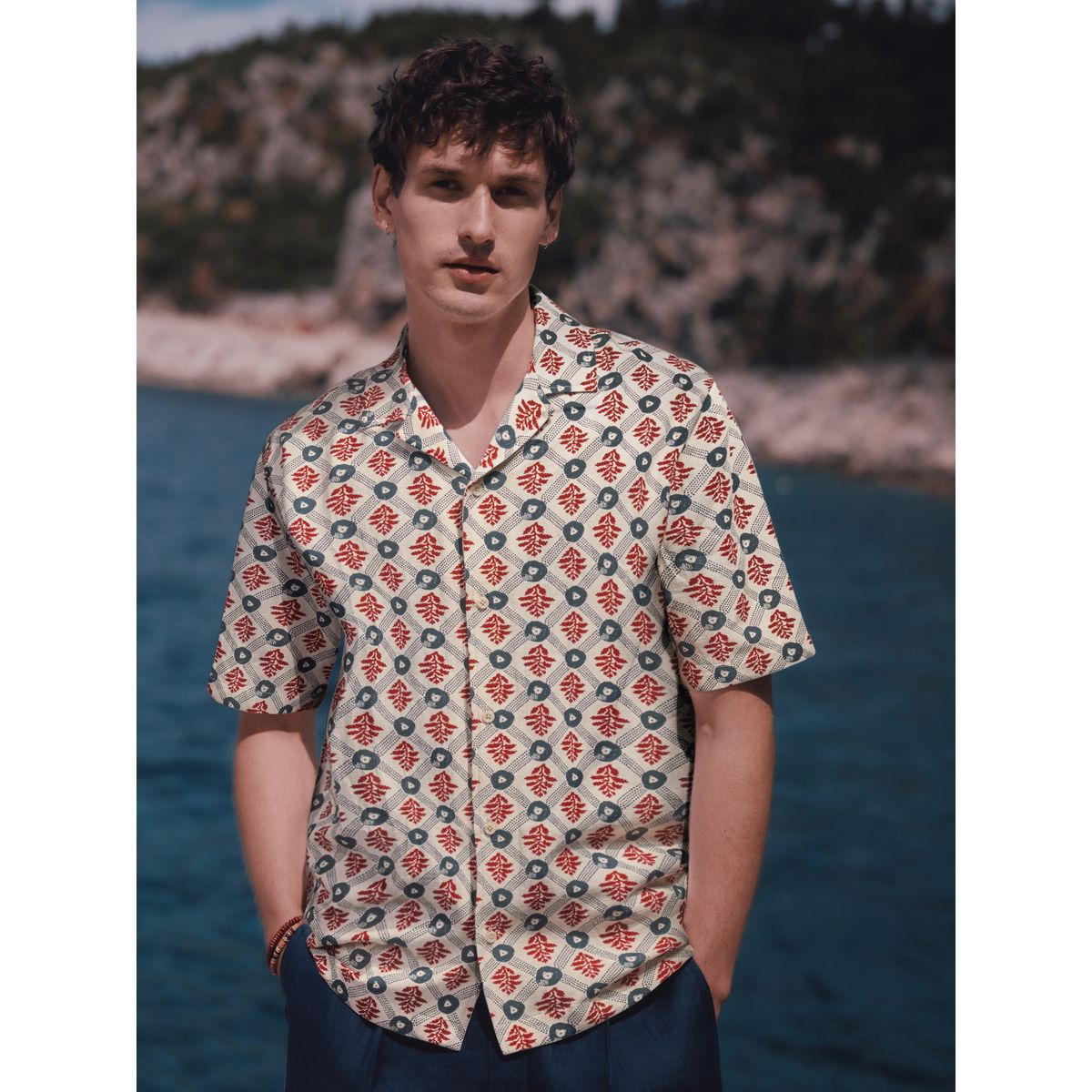 Chemise manches courtes à imprimé écru, NEXT