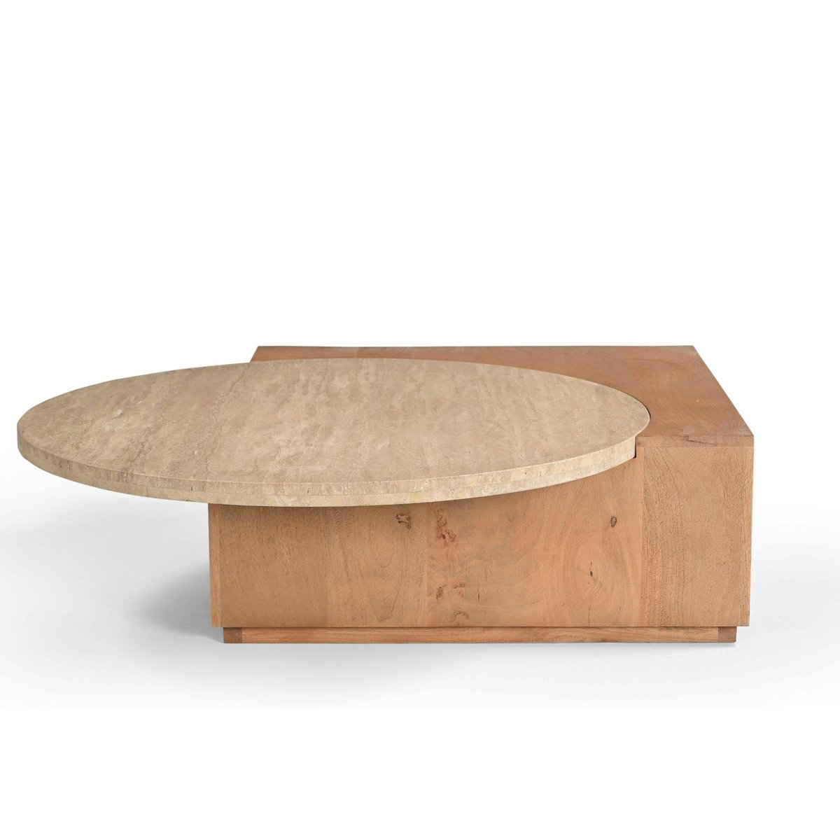 Table basse travertin et bois style design DUOMO beige, PIER IMPORT