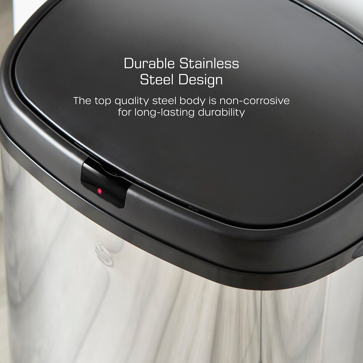 50L Stainless Steel Square Sensor Bin silver-coloured, SWAN