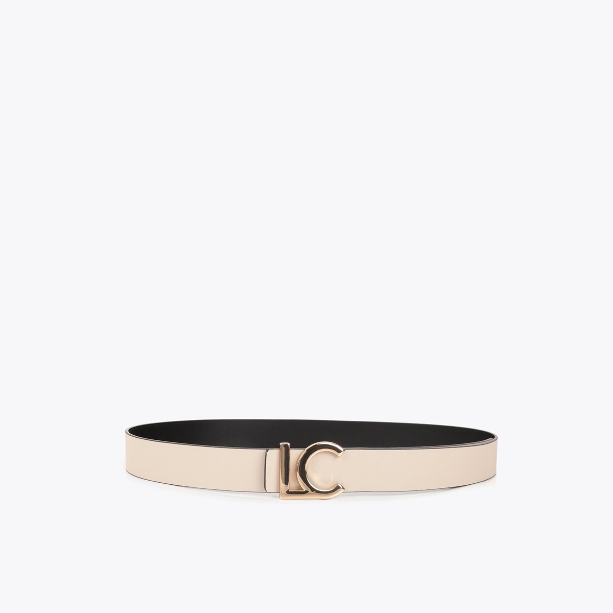 Ceinture réversible à logo métallique noir, LOLA CASADEMUNT