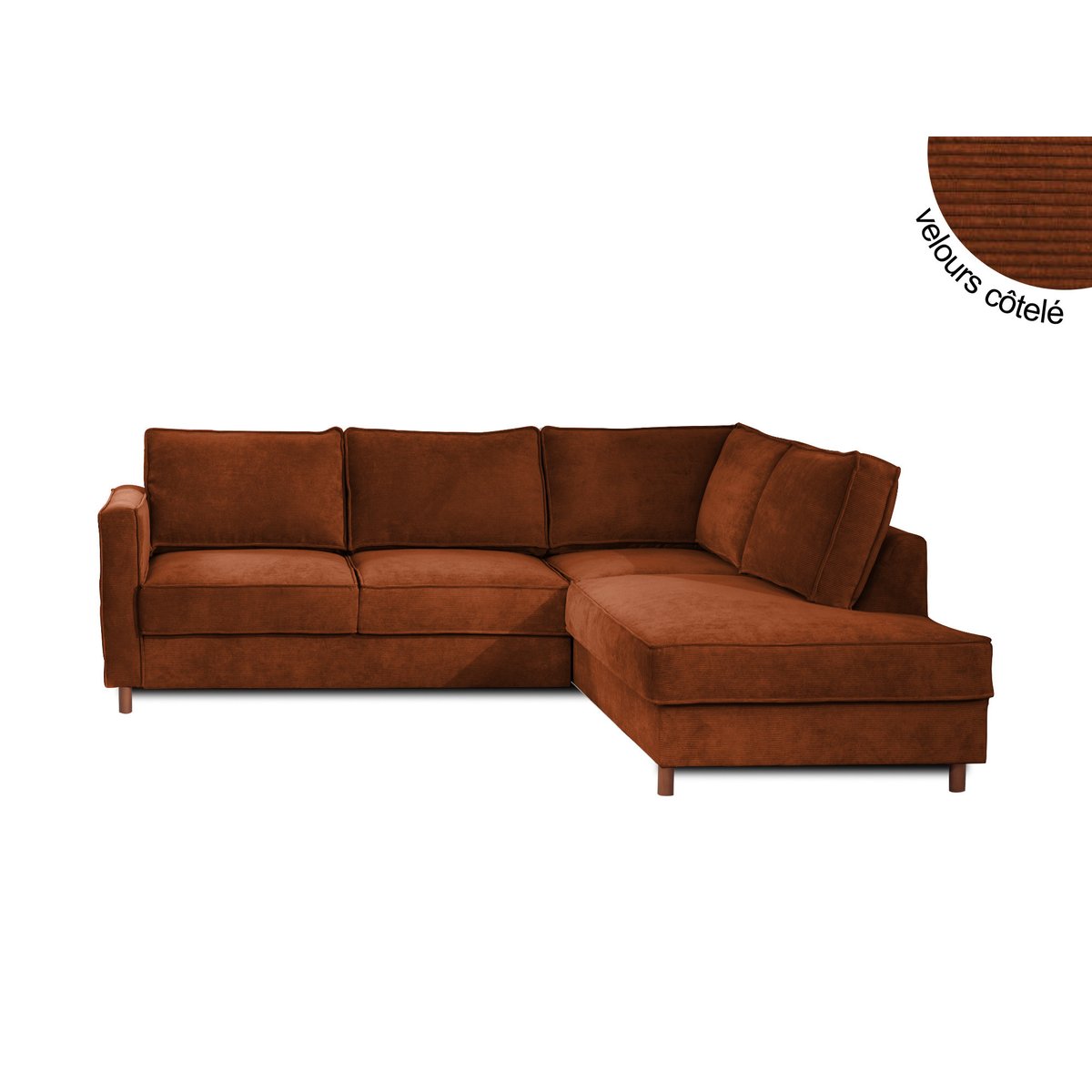 Canapé d'Angle Convertible 5 places - JAKE rouille, BEST MOBILIER
