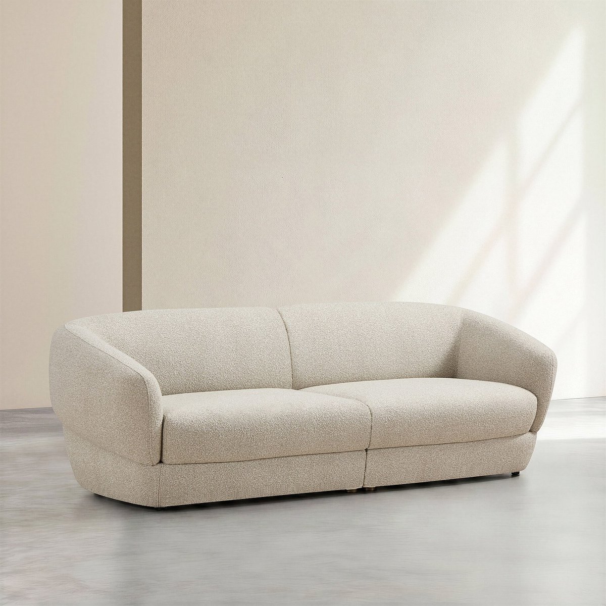 Canapé en tissu bouclette courte TEGLIO beige, HABITAT