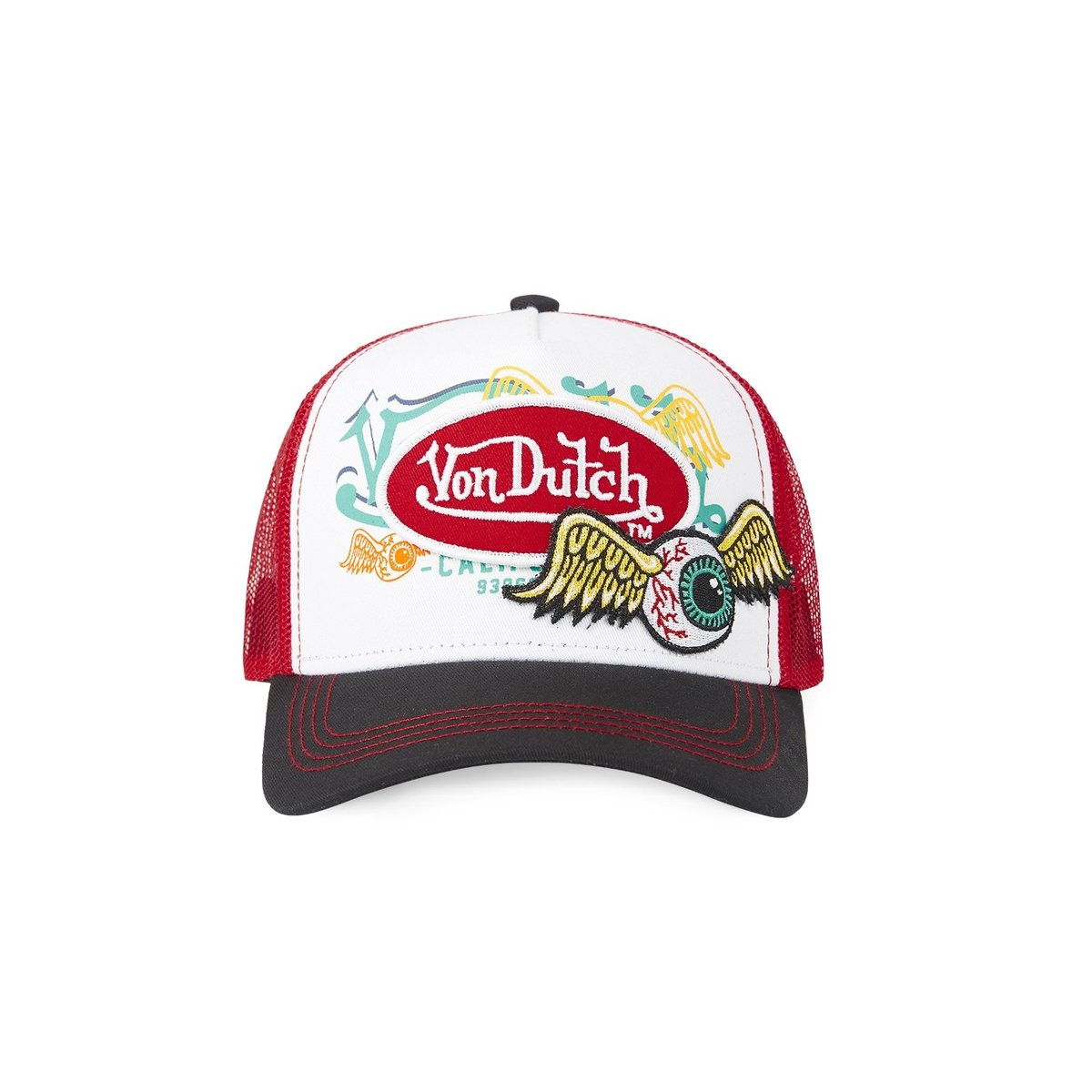 Casquette Trucker Flying eyes rouge, VON DUTCH