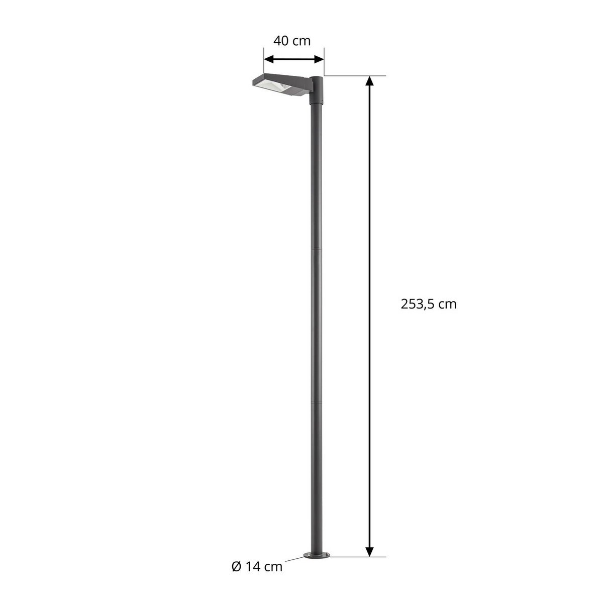 Lampadaire extérieur en métal moderneLED gris foncé, ARCCHIO