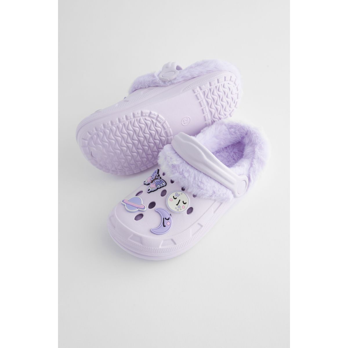 Chaussons sabots fourrés à motif animal papillon violet, NEXT