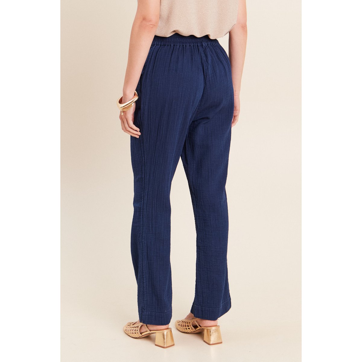 Pantalon large 7/8ème taille haute bleu roi, BREAL