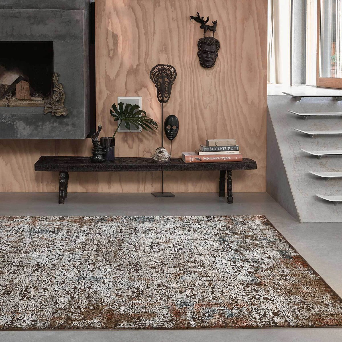 Tapis tissé baroque avec relief pour salon ,  BEL ETAGE marron, WECON HOME