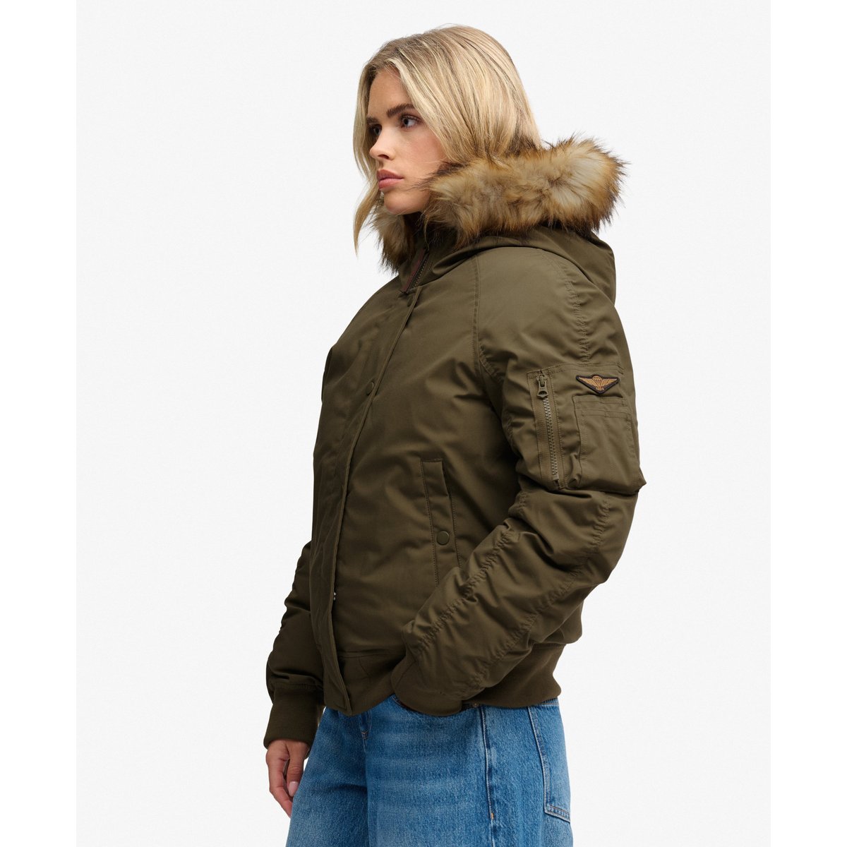 Bomber MA1 Matelassé à Capuche kaki sauvage, SUPERDRY