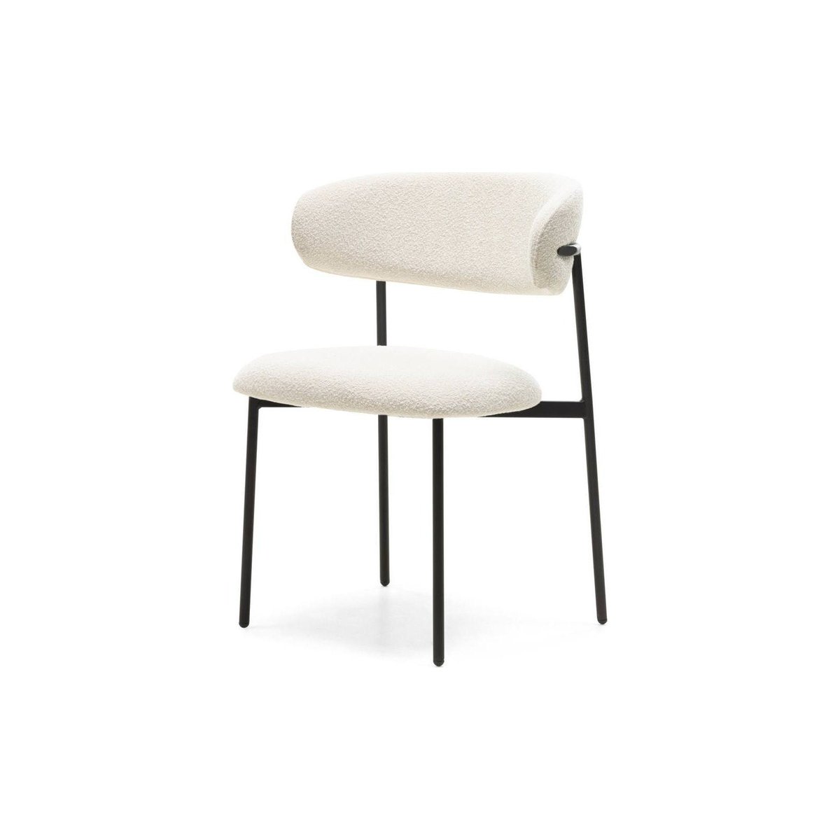 Chaise de salle à manger LORO en bouclé crème et noir, RECOLLECTION
