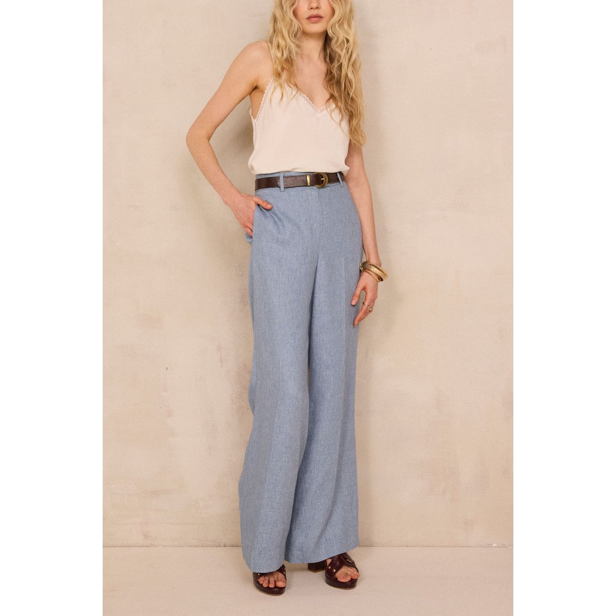 Pantalon de tailleur taille haute LAYLA bleu, Maison 123