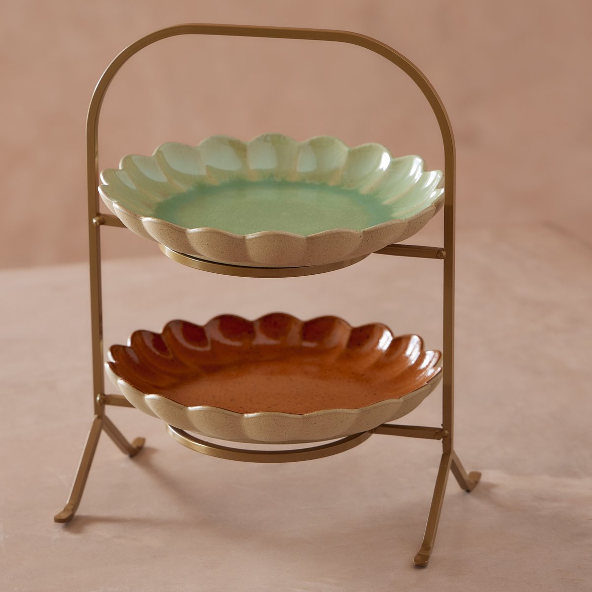 Support 2 Assiettes dessert Marrakesh gold, COSTA NOVA
