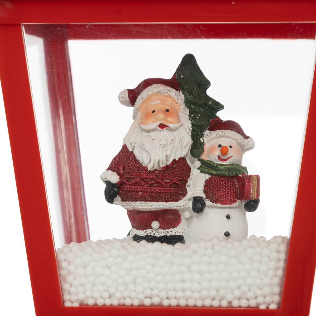Décoration lanterne à pied animée et musicale H31 cm 4 LED blanc froid à piles rouge, FEERIC LIGHTS & CHRISTMAS