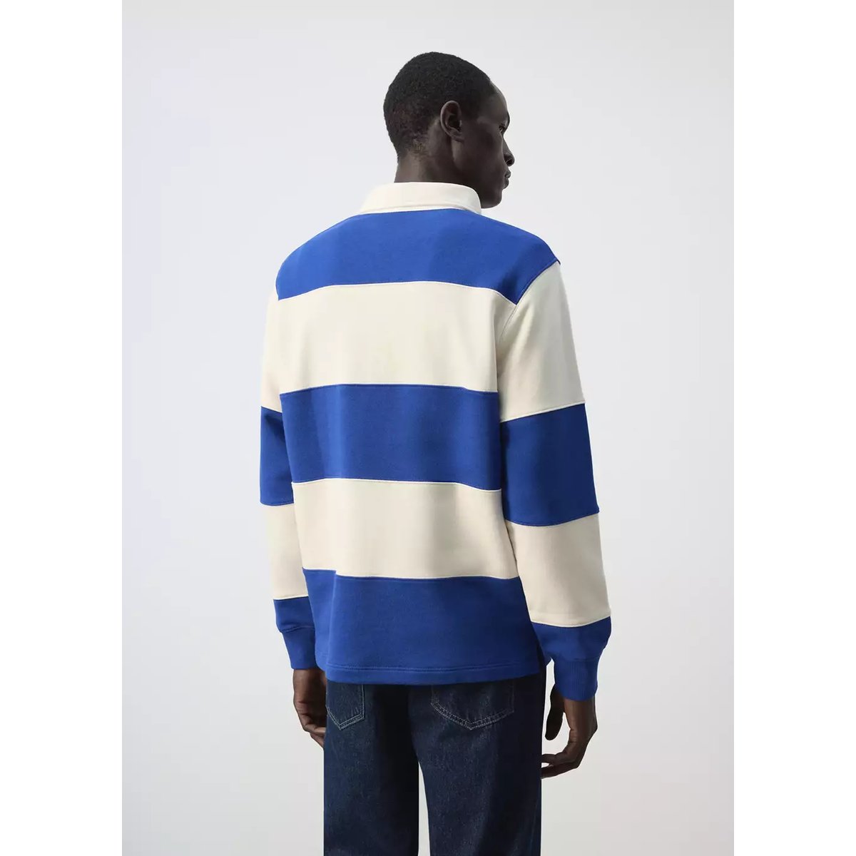 Sweat 100 % coton rayures bleu encre, MANGO MAN